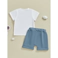 thumbnail image 5 of Musuos Baby Girl Casual Summer Outfit 3 6 12 18 24Months LetterFlower Print Short Sleeve Round Neck T-Shirt with Shorts 2Pcs Outfit, 5 of 10