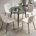 thumbnail image 6 of NORDICANA 4-Piece Tufted Boucl Dining Chair Solid Upholstered Back Side Chair with Steel Legs, Beige, 6 of 8