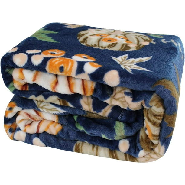 Fall Decor Throw Blanket Soft Orange White Pumpkins Leaves and Berries on Slate Blue Background for Living Room Couch Bed Chair or Dorm Walmart