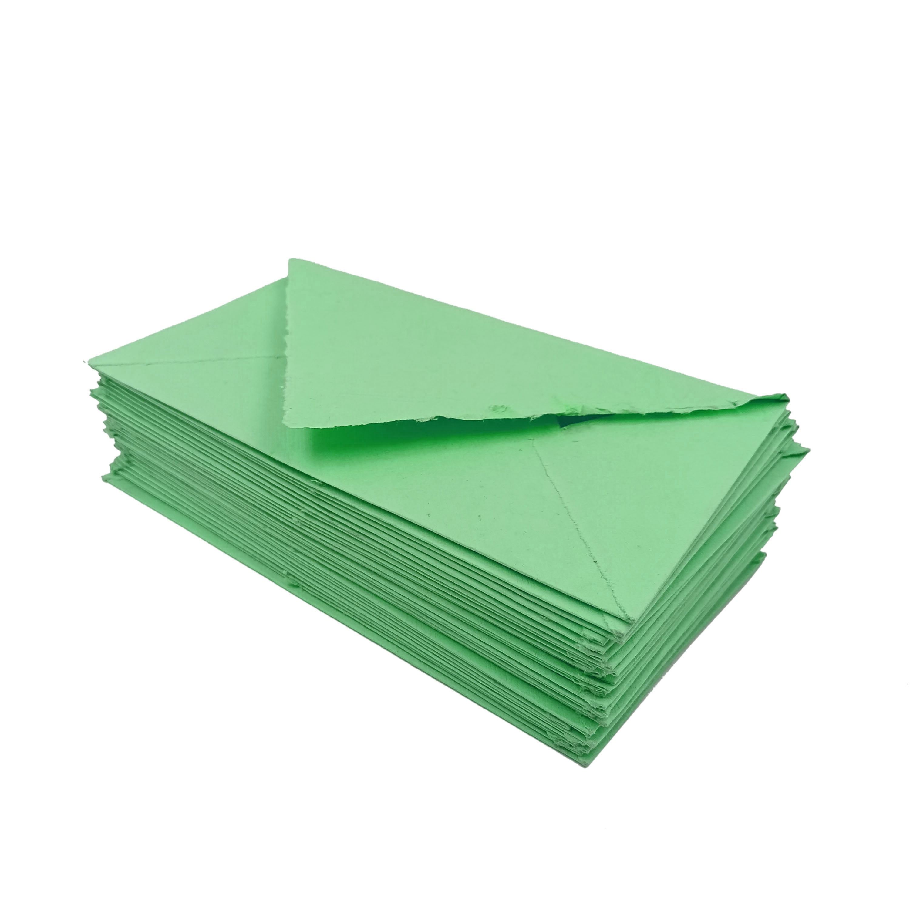 Handmade Cotton Rag Textured Paper Envelopes Deckle Edge-Thick 150 GSM  Recycled Khadi Paper-Green, Size: 9x5, Pack of: 10- (ENVL-D-105)