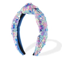 Sequin Headband for Women Rainbow Knotted Hair Bands Accessories Sparkly Girls Headbands Blue