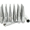 thumbnail image 4 of 24 Pcs 14mm 1.50 14x1.50 Thread Spike Spline Solid Metal 4.40" Long Lug Nuts Chrome Truck Spline, Silver, Fits Chevy Silverado 1500 2016+ Ford F 150 2012 + Ram 1500, 4 of 9
