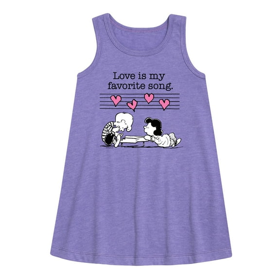 Peanuts - Lucy And Schroeder Valentine's Piano - Toddler and Youth Girls A-line Dress