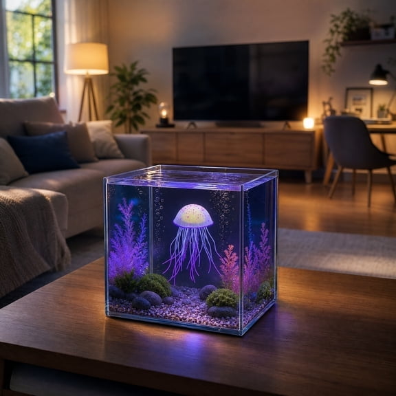Realistic Silicone Jellyfish Aquarium Ornament with Suction Cup Floating Swaying Artificial Fish Tank Decor Soft Moving Underwater Scene