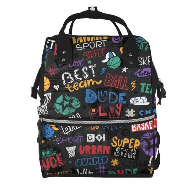 Disketp Basketball Mochila de Pañales de Gran Capacidad con Múltiples Bolsillos, Mochila de Viaje Multifuncional para Bebé, Unisex, Moderna y Resistente
