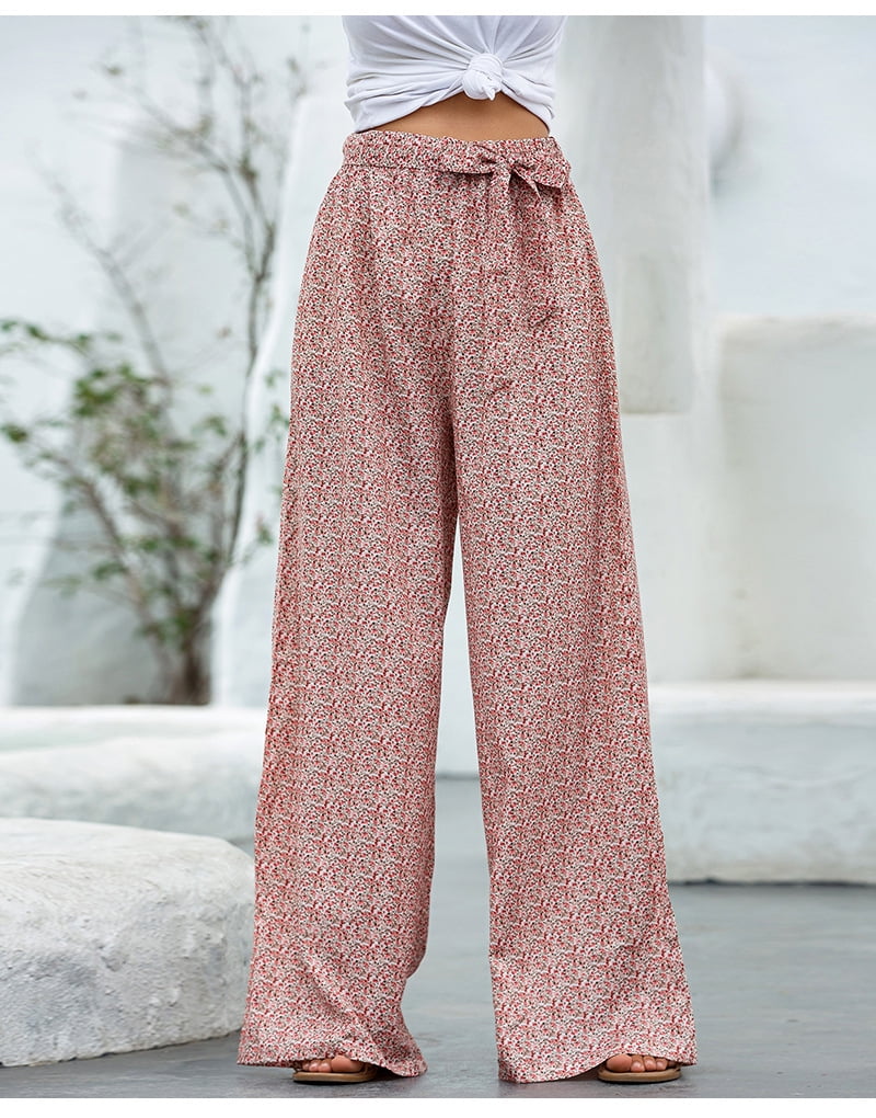 Women Ladies Palazzo Elephant& flower Print& plain Wide Leg Pants Baggy Trousers 