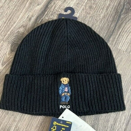 POLO RALPH LAUREN Men's Solid Flag Bear Beanie One Size B4HP