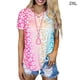 thumbnail image 1 of Camiseta con cuello en V y manga corta para niña, camiseta con estampado de verano para mujer, rosa, XXL Methold AP001867-21, 1 of 5