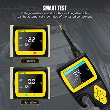 Electric System Circuit Tester BT280 Power Circuit Probe 9V-30V Automotive Electrical System Tools with 2.4'' Display Smart/Relay/Injector Test & Multimeter/Oscilloscope Mode Support Multi-Language