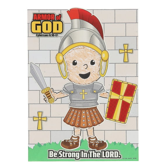4 3/4" x 6 1/2" Color Your Own Armor of God Make-a-Scene Sticker Sheets - 12 Pieces