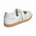 thumbnail image 3 of Tenis Zapatilla Adidas Samba Jane para dama, color blanco con paneles en azul, correa de gancho, suela de goma, composición; Piel de becerro, ante de Becerro, Tela y Goma., 3 of 5