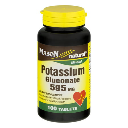 Mason Natural Potassium Gluconate Tablets, 595 mg, 100 (Best Time To Take Potassium Gluconate)