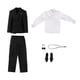 thumbnail image 3 of Figura masculina a escala 1/6, ropa para muñeca, abrigo, traje completo, pantalones, camisa informal negro, 3 of 9