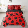 thumbnail image 2 of Homewish Cartoon Heart Print 7-Piece Bedding Comforter Set,Kawaii Loves Pattern King Bedding Sets,Red Black Bed Sheets For Girl,Ultra Soft Home Decor Reversible, 2 of 8