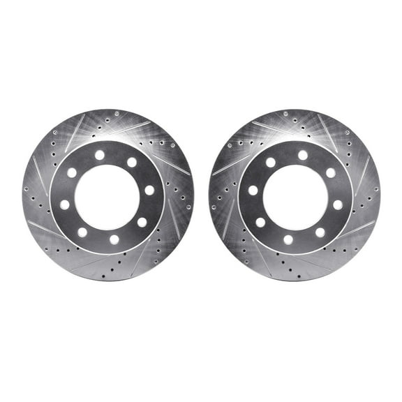 Dynamic Friction Company Front Brake Rotors-Drilled and Slotted-Silver 7002-40066