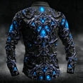 thumbnail image 6 of Sorvello Men's Gothic Print Long Sleeve Button Down Shirt Halloween Vampire Costume Casual Party Full Open Top for Men Blue L, 6 of 7