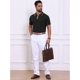 thumbnail image 5 of DARING DIVA Men's Knitted Ribbed Hem Short Sleeve Textured Golf Shirts L Black, 5 of 7