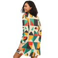 thumbnail image 2 of FORMRS Womens Long Sleeve Nightgowns Crew Neck Sleep Shirt Soft Pajamas Sizes S-3XL, Beige Geometric, 2 of 8