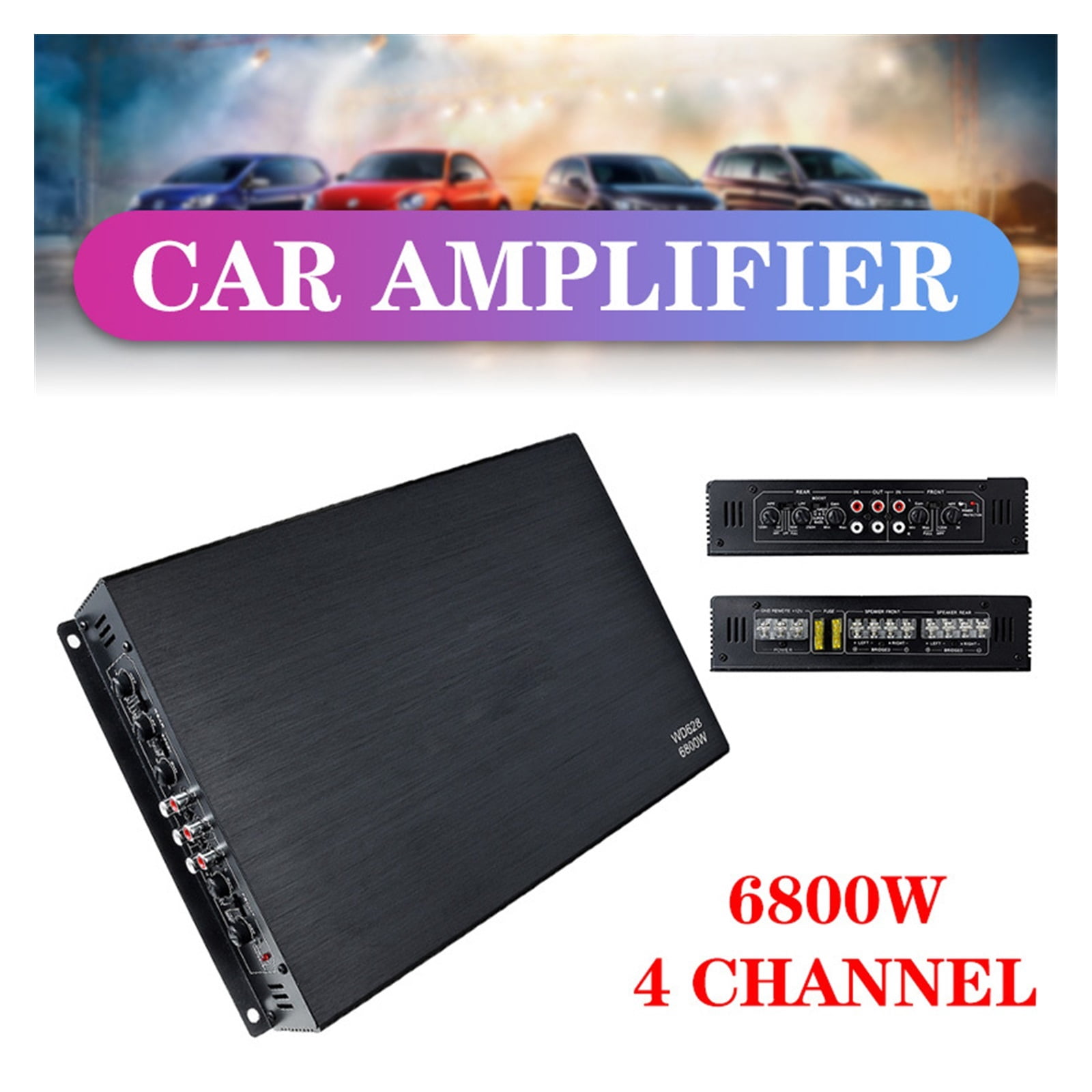 DC 12V 6800W Max 4 Channels Car Sound Amplifiers Class A/B Home Subwoofer Stereo Bass Speaker Automotive Amplifiers