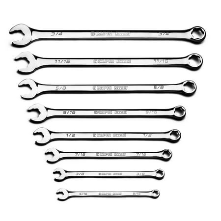 UPC: 0886352117630 | Capri Tools XT90 Wave Drive Pro Combination Wrench Set for Regular and Rounded Bolts  5/16 to 3/4 in.  SAE  8-Piece with Heavy Duty Canvas Pouch