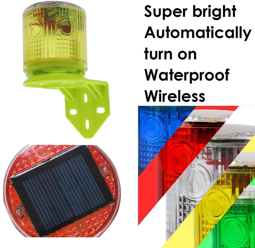 Red Aolyty Solar Warning Strobe Light L-Shaped Bracket 360 Degree Outdoor IP48 Waterproof Light Operated Automatically On Save Power for Traffic Cone Construction Wireless Light Control Flashing