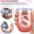 thumbnail image 2 of Initial Tumbler, Monogrammed Gifts for Women, 12oz Stainless Steel Monogram Tumbler Wine Coffee Mug with Lid for Birthday Gifts, Personalized Drinking Cup for Family Friend Sister.(Rose Gold/S), 2 of 5
