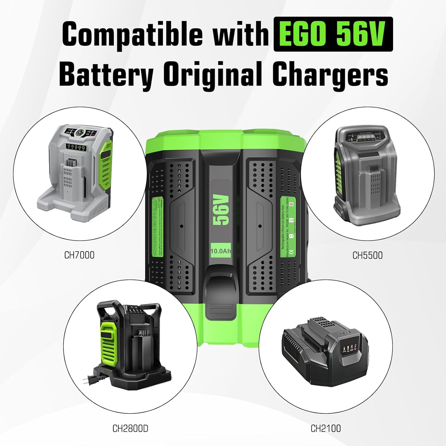 2 Packs 56V 10Ah Batteries Replacement for EGO Battery BA4200 BA4200T BA2800T BA2800 BA1400T Compatible with for EGO Power Tools