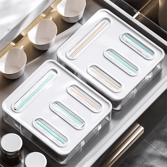 Kitchen Wrap Dispenser Organizer Box for Cling Wrap, Sandwich Bags