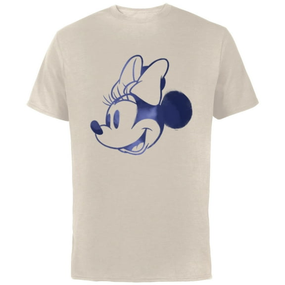 Disney Minnie Mouse Head Retro Vintage Classic - Short Sleeve Cotton T-Shirt for Adults - Customized-Natural