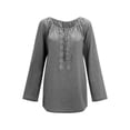 thumbnail image 1 of Blusa de mujer Camisa de color sólido de manga larga Costura de encaje Blusa suelta informal Ropa de otoño, Gris, XL sidaley AP003723-19, 1 of 3