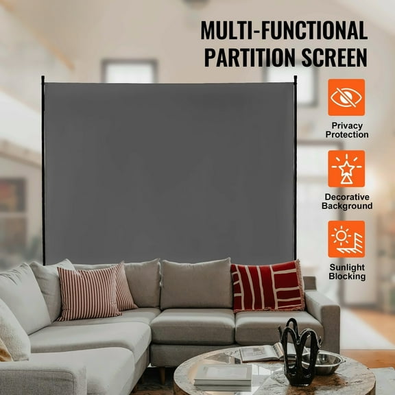 Room Divider 6FT, Single Panel Privacy Screen, Freestanding Partition for Home Office Bedroom - Grey
