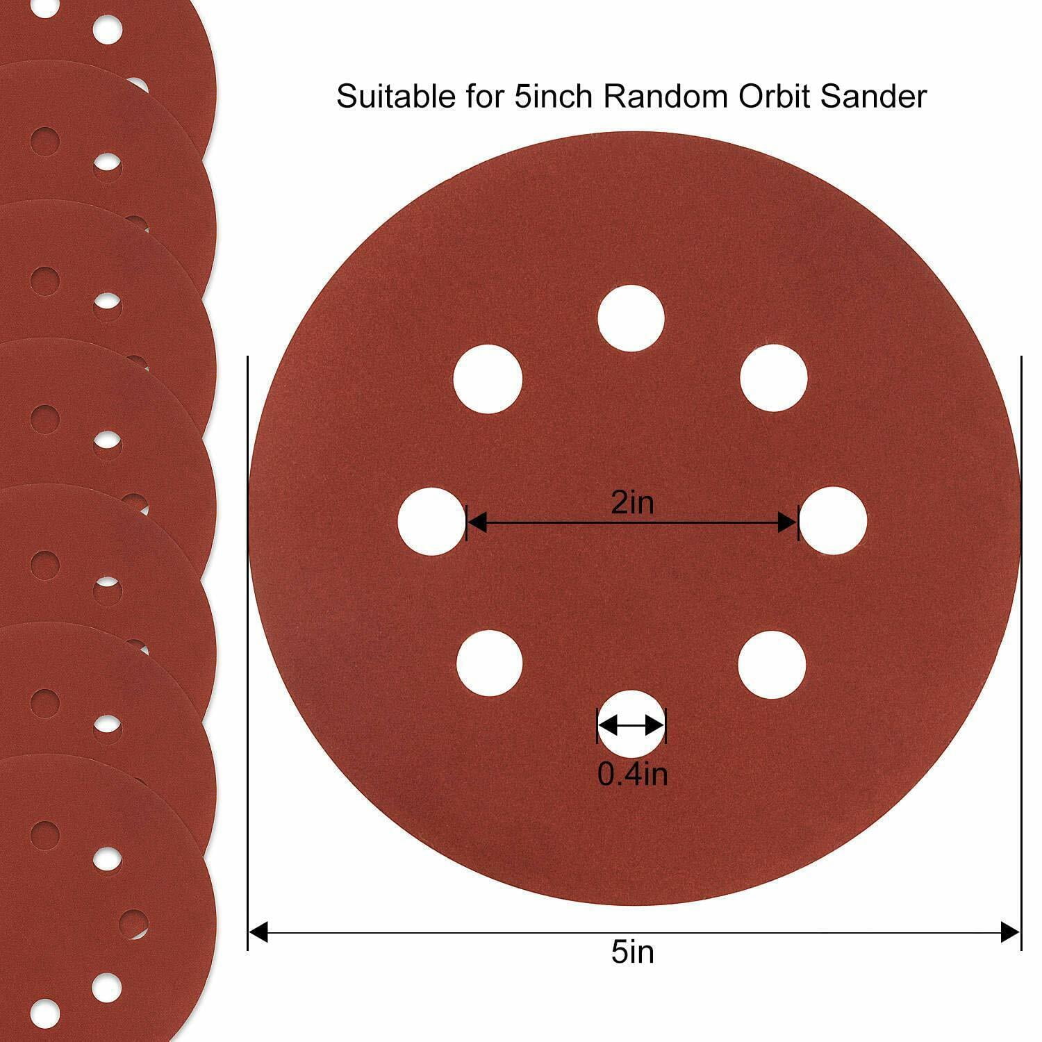 SATC 150Pcs 5" Orbital Sandpaper Hook and Loop Sanding Discs 800 Grit for Polishing Metal/Wood