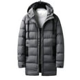 thumbnail image 4 of Jackets for Men Zip Up Fleece Gray Cotton Trench Coat Casual Winter Pockets Men's Fashion, 4 of 4
