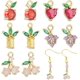 thumbnail image 1 of 10 dijes de frutas con esmalte dorado y circonitas cúbicas para crear collares, pulseras, pendientes y bisutería., 1 of 9