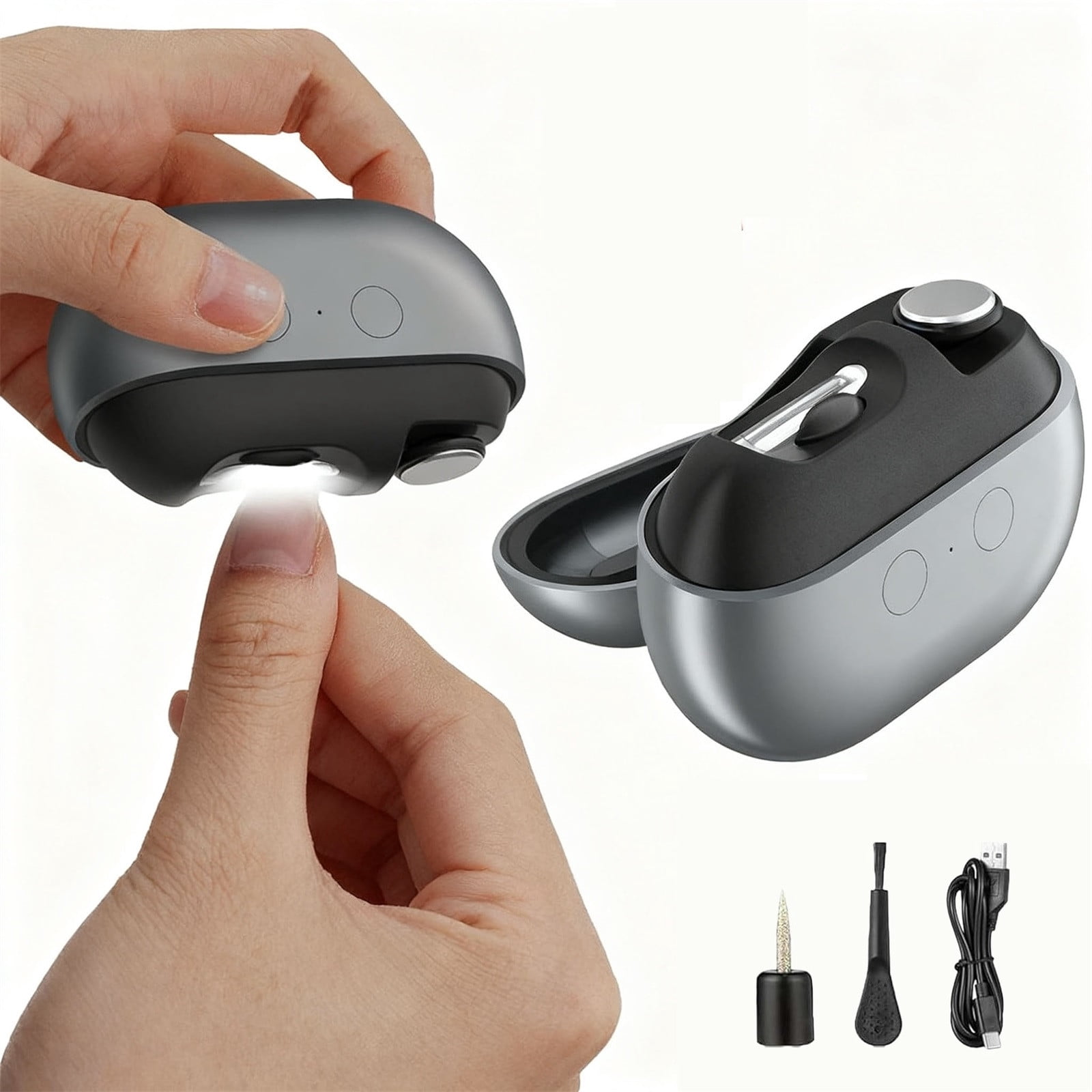 Nail Clipper,Electric Nail Grinder & Trimmer 2 - in - 1 with LED Light, Safe Automatic Nail Clipper for Seniors, Adults, Kids, Baby