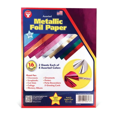 UPC: 0081187008133 | Hygloss Metallic Foil Paper Sheet 8.5 x 11 Assorted 16 Sheets/Pkg.