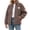 03-Khaki, variant on Women's Fuzzy Fleece Coats Full Zip Stand Collar Long Sleeve Fall Winter Warm Outwear Jacket with Pockets