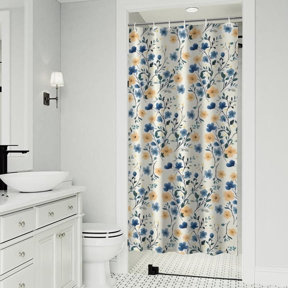 Pioneer Flower Floral Print Pattern Shower Curtain 36"x72" ,Bathroom Decorative Shower Curtains Set with 12 Hooks,Modern Waterproof Washable Shower Curtain