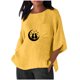 thumbnail image 2 of Xuyuer Women's Imitation Linen 3/4 Sleeve Blouse Crew Neck Summer Casual Tops Loose Fit Plus Size Tops Loose T Shirts Tunic Tops Shirts for Women Oversized Pocket T-shirt Fashionable Top, 2 of 6