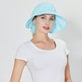 thumbnail image 3 of UDIYO Sun Visor Hat Large Brim Solid Color Pleated Folding Packable Anti-UV Back Bowknot Ribbon Breathable Women Beach Visor Hat for Daily Life, 3 of 8