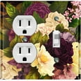 thumbnail image 1 of Metal Light Switch Plate Outlet Cover Purple White Rose Wallpaper ROS015, 1 of 13