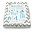 thumbnail image 2 of Personalized Canvas Birth Announcement Nursery Decor Gift, Sailboat Design, Custom Name, Date, Weight & Length, Unique Boys & Girls Baby Shower Wall Art Presents, Color Gray # 7, Size - 8X10, 2 of 5