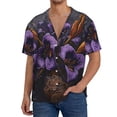 thumbnail image 7 of Lsque Ornate Purple Floral Vase print Men's Cuban Collar Short Sleeve Shirt Summer Beachwear Casual Button Down Fashionable Vacation Leisure Shirt-X-Large, 7 of 7