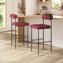 Livorno Barstool Red & Bronze Barstool, Modern Style, Shearling style fabric, Steel, Indoor Bar