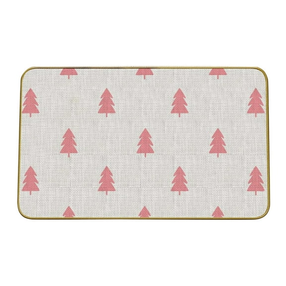 Beige Christmas Tree Floor Mat Non-Slip Doormat for Entrance Door Holiday Festive Decoration Winter Rug