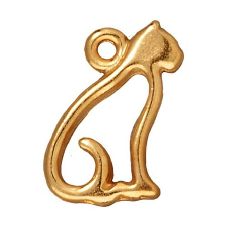 22K Gold Plated Pewter Cat Silhouette Charm 15mm (1)