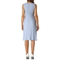 thumbnail image 3 of INSPIRE CHIC Women's Midi Dress V Neck Sleeveless Knitted Pleated Dress M Blue, 3 of 5