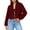 Red, variant on gbyLJF Short Zip Up Jackets for Women Fleece Stand Up Collar Long Sleeve Coat Solid Color Warm Casual Jacket Women's Outwear