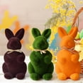 thumbnail image 3 of 3 Pcs Easter Flocked Bunnies Figurine with Bow tie 7.8" Flocking Rabbit Tabletop Ornament for Easter Centerpieces for Spring Home Office Table Decor, Party Supplies Gifts for Friends, 3 of 6