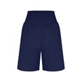 thumbnail image 4 of ClodeEU Women's Summer Elast Waist Vintage Shorts with Pockets, Casual Loose Short Navy,Womens Plus M, 4 of 8